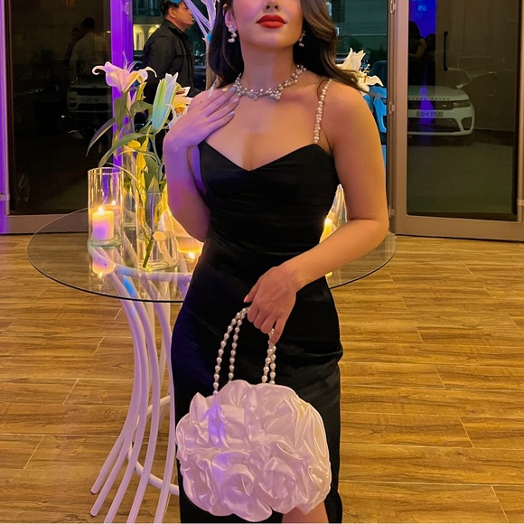 Zara SATIN EFFECT DRESS WITH PEARL EFFECT STRAPS - Picture 2 of 6